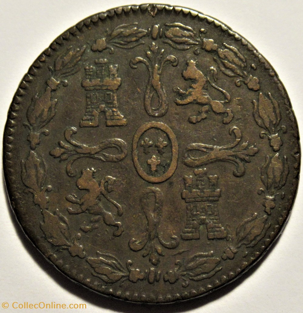 1824 Jubia 8 Maravedis - Fernando VII de España monnaies monde espagne 1824 jubia 8 maravedis fernando vii de espana