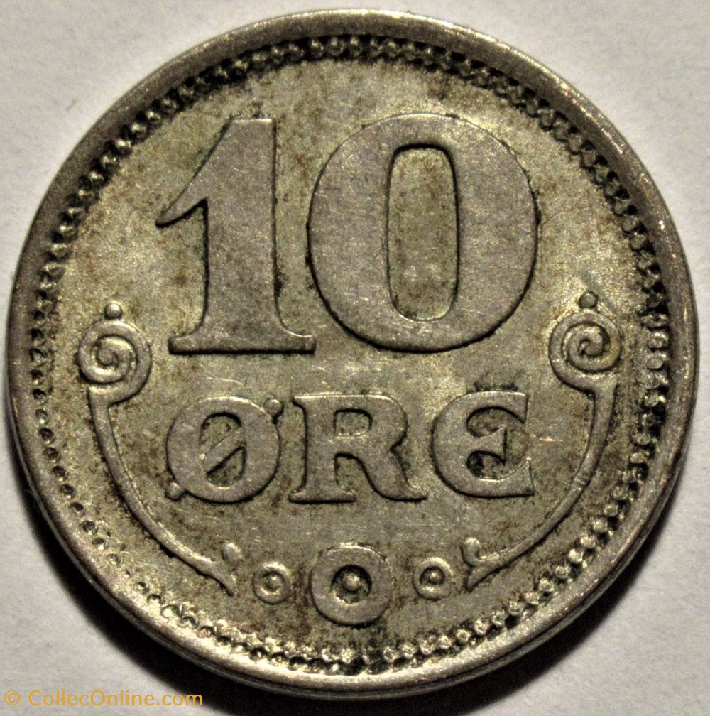 Christian X Denmark - 10 Øre 1919 3 monnaies monde danemark christian x denmark 10 re 1919