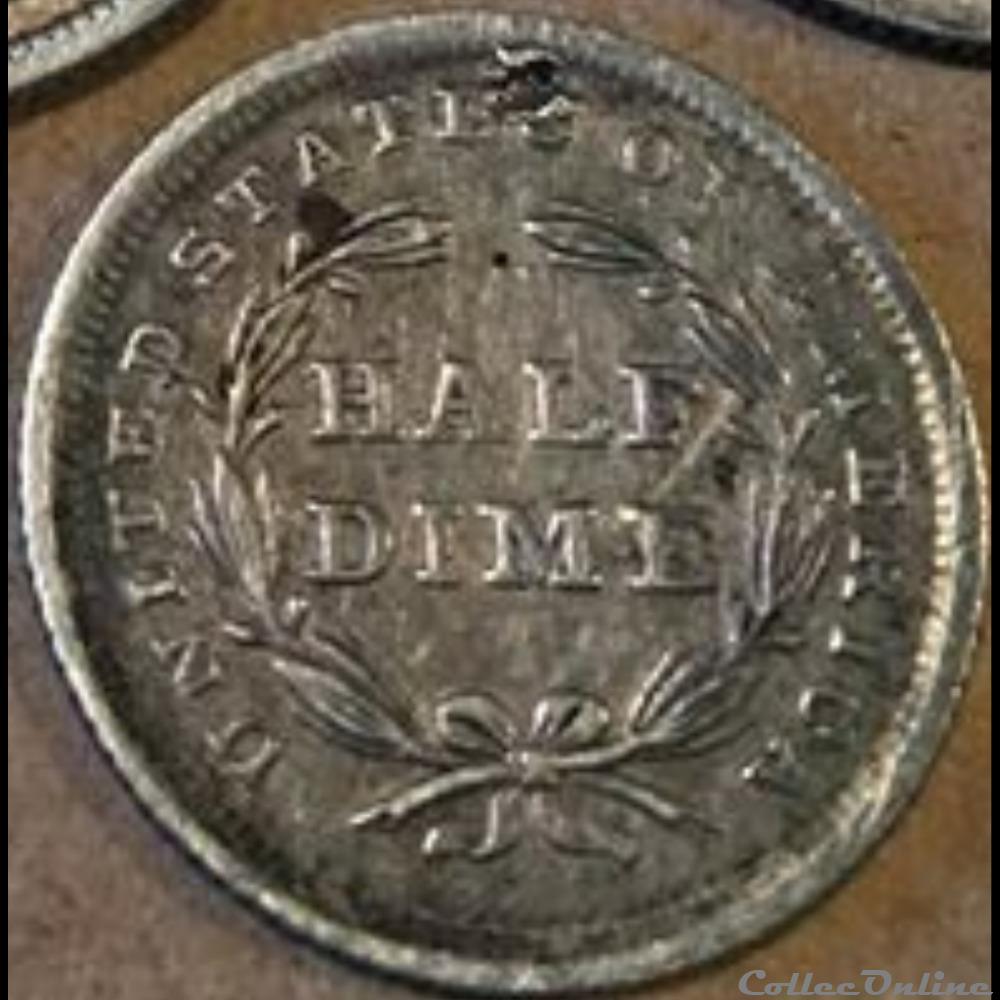1838 Half Dime No Drapery (ex.2) monnaies monde etats unis 1838 half dime no drapery ex 2