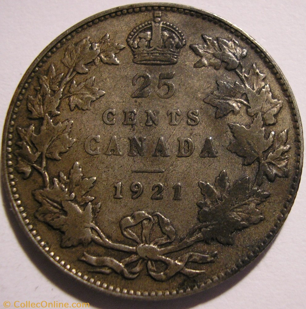 George V - 25 Cents 1921 monnaie monde canadum george v 25 cents 1921