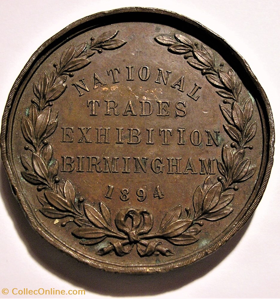 medaille royaume uni national trades exhibition 1894 award token for excellence birmingham england