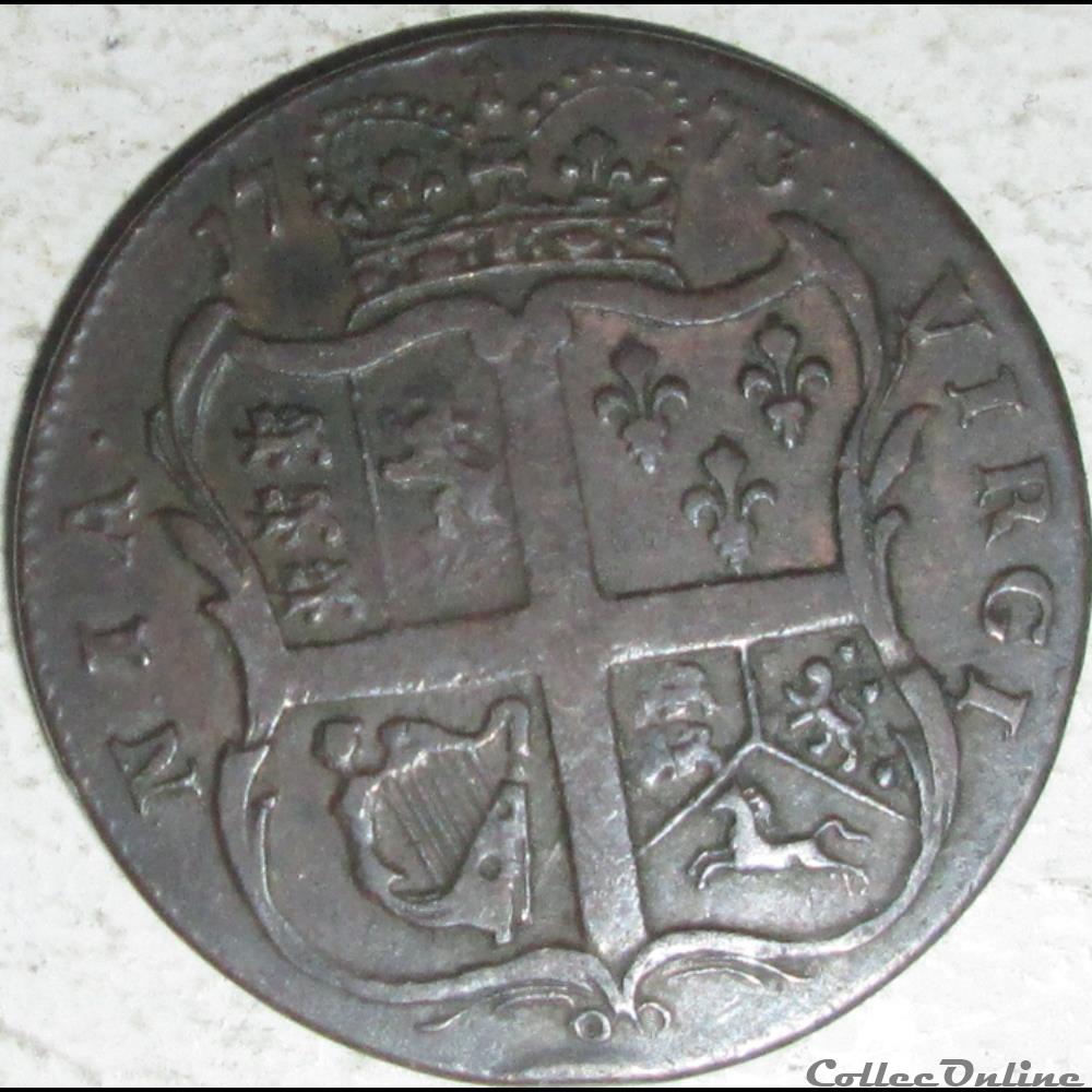 1773 Half Penny George III - Virginia monnaie monde etat uni 1773 half penny george iii virginia