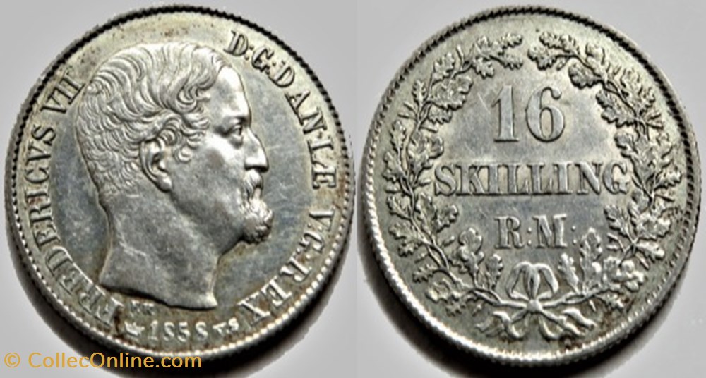 Frederik VII Denmark - 16 Skilling Rigsmønt 1858 monnaies monde danemark frederik vii denmark 16 skilling rigsm nt 1858
