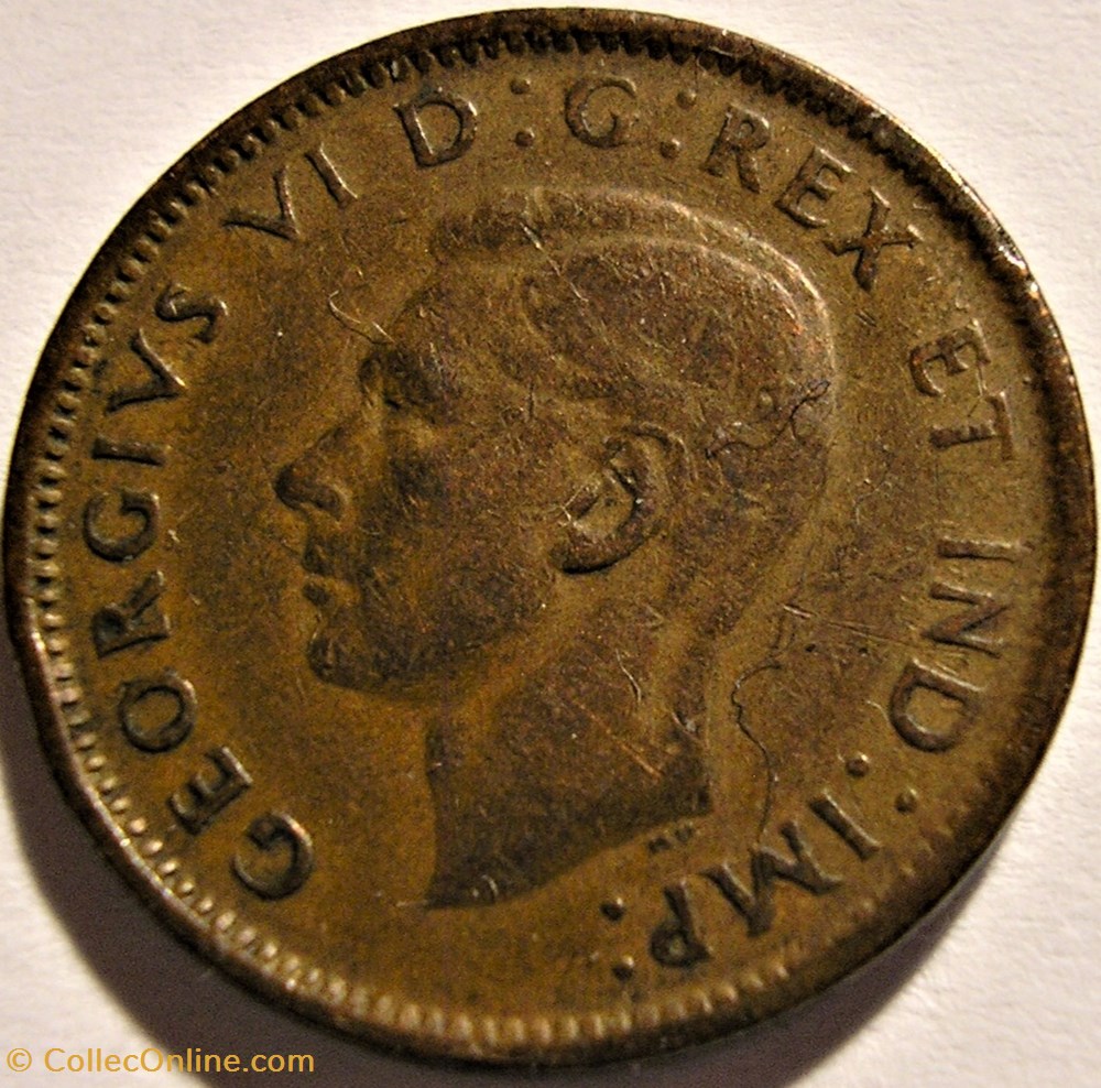 George VI - 1 Cent 1943 (ex.2) monnaie monde canadum george vi 1 cent 1943 ex 2