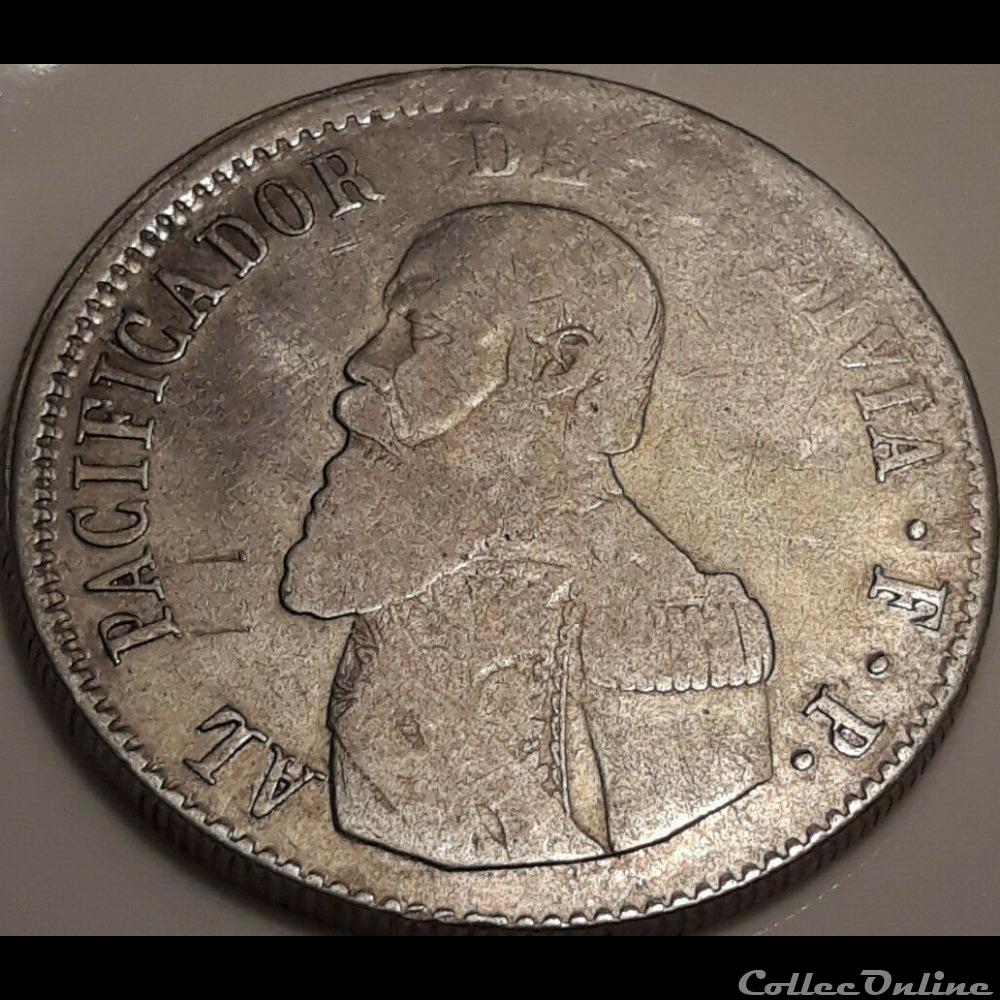 1865 Melgarejo - Pueblo Potosino - M. Melgarejo Pdt 5 monnaies monde bolivie 1865 melgarejo pueblo potosino m melgarejo pdt