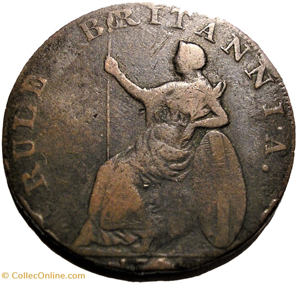 1794 HalfPenny - Admiral Richard Howe, J. Tride - Emsworth , Hampshire, England 2 monnaies monde royaume uni 1794 halfpenny admiral richard howe j tride emsworth hampshire england