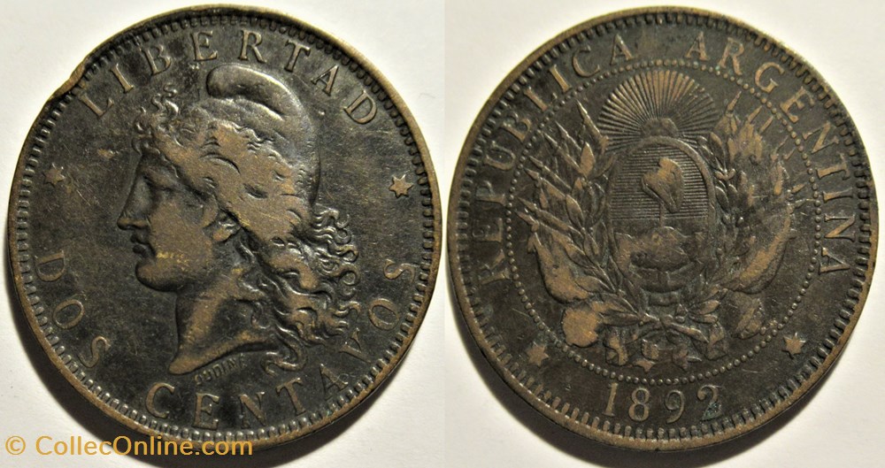 Argentina - Dos Centavos 1892 monnaies monde argentine argentina dos centavos 1892