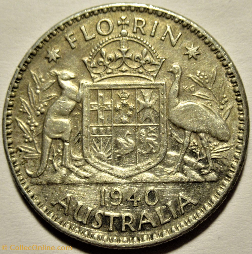 George VI - One Florin 1940 Melbourne - Australia 3 monnaies monde australie george vi one florin 1940 melbourne australia