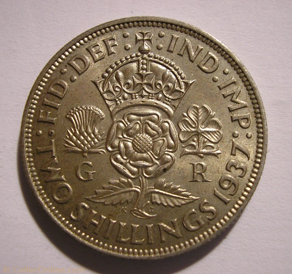 George VI - Two Shillings / Florin 1937 - Great Britain (ex.2) monnaie monde royaume uni george vi two shillings florin 1937 great britain ex 2