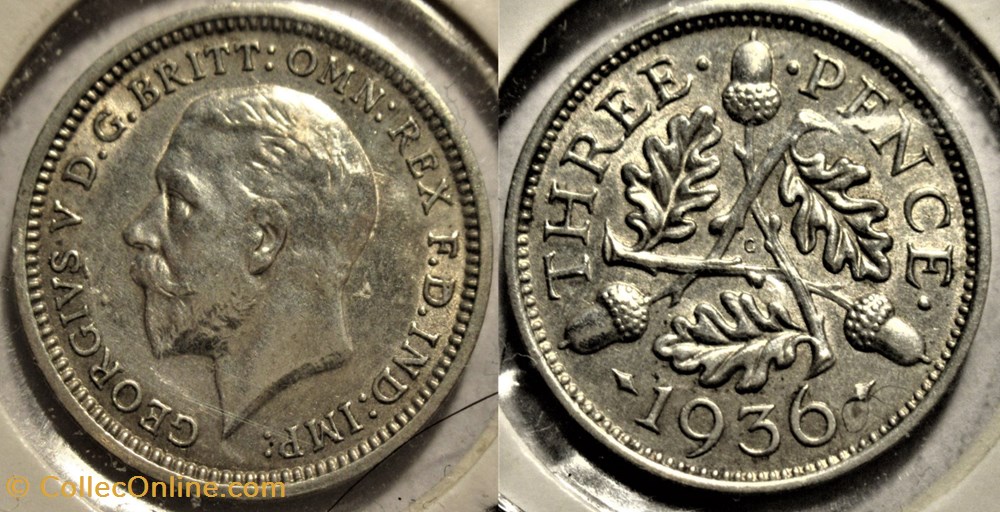 George V - 3 Pence 1936 - UK monnaies monde royaume uni george v 3 pence 1936 uk