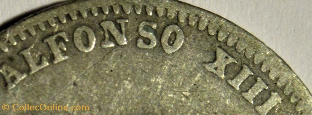 1891 - Peseta - Alfonso XIII de España - Falsa 5 monnaies monde espagne 1891 peseta alfonso xiii de espana falsa
