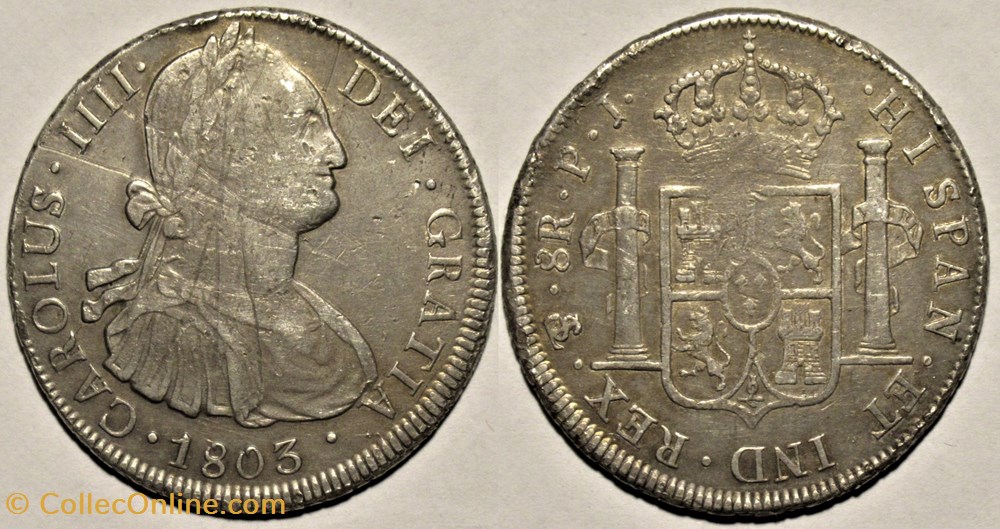8 Reales 1803 Potosi - Carlos IV de España monnaies monde bolivie 8 reales 1803 potosi carlos iv de espana