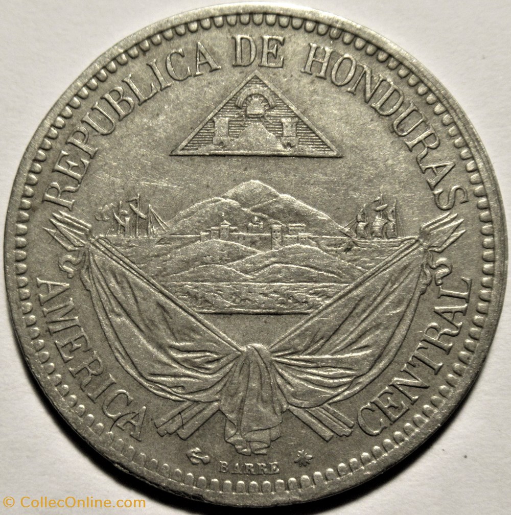 Honduras - 1/2 Real 1870 Paris Mint 2 monnaies monde honduras 1 2 real 1870 paris mint