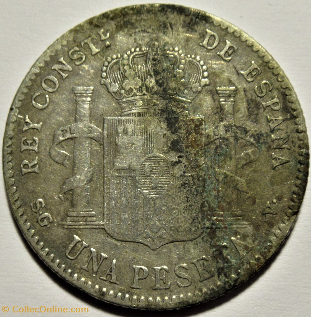 1899 - Peseta - Alfonso XIII de España 3 monnaies monde espagne 1899 peseta alfonso xiii de espana