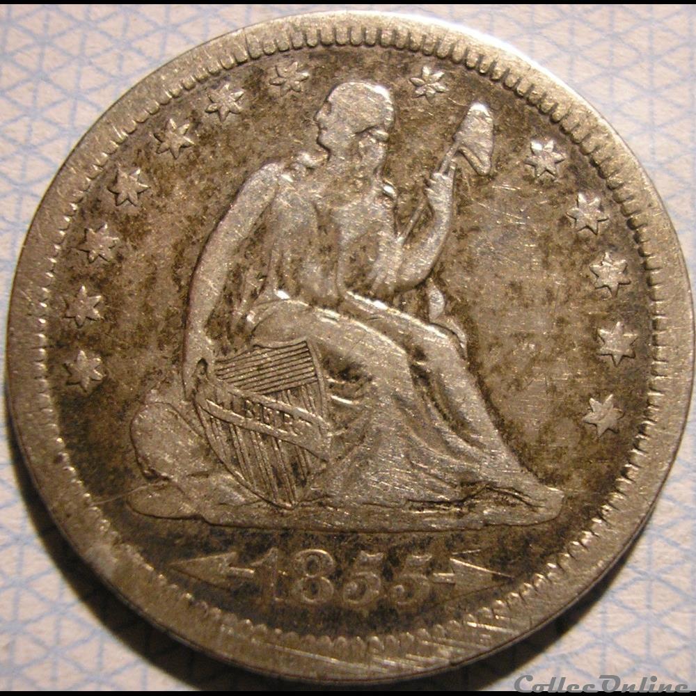 monnaie monde etat uni 1855 quarter dollar 25 cents