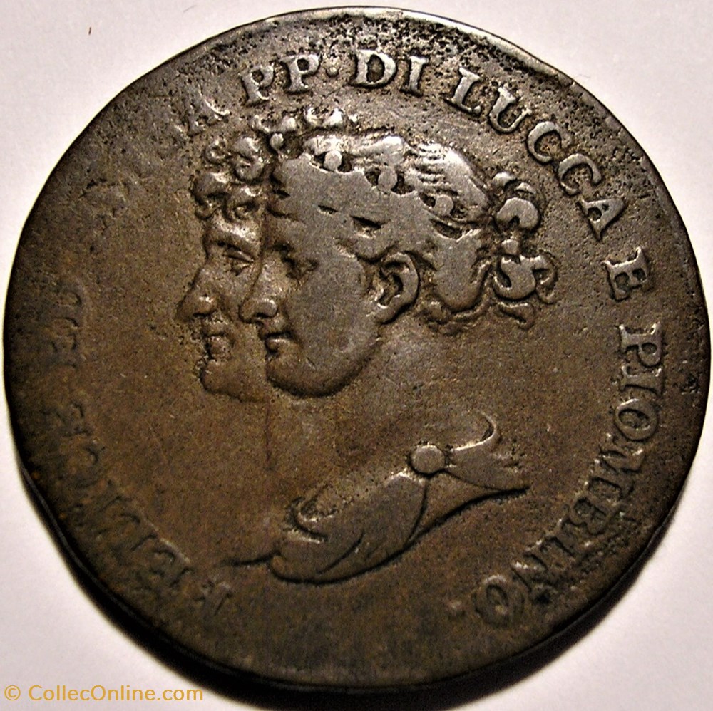 1806 Principauté de Lucca & Piombino, 5 Centesimi - Felix & Elisa Napoleon monnaies monde italie 1806 principaute de lucca piombino 5 centesimi felix elisa napoleon