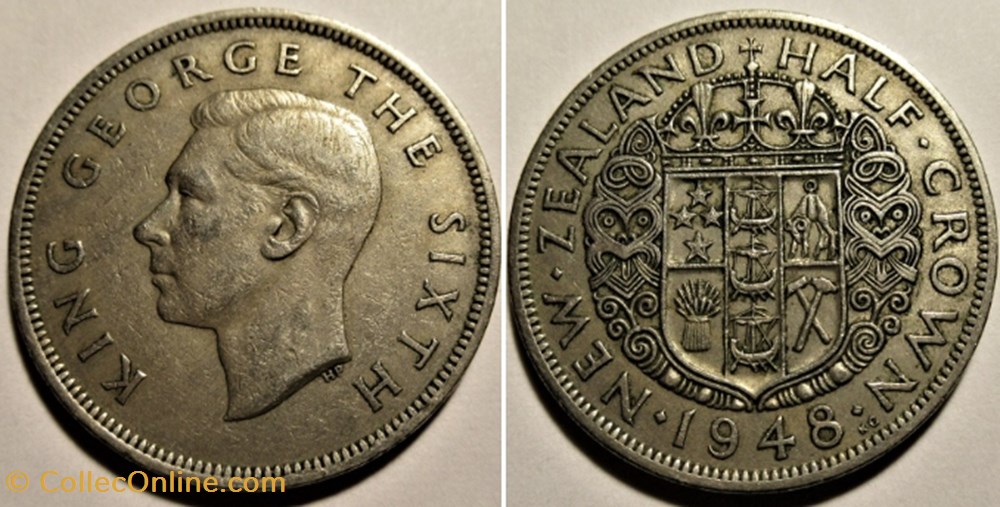George VI - Half Crown 1948 - New Zealand monnaies monde nouvelle zelande george vi half crown 1948 new zealand