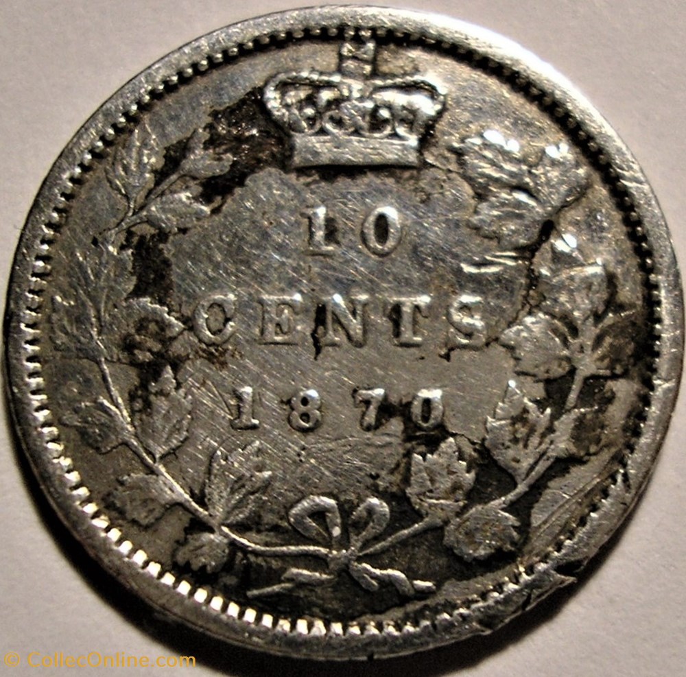 Victoria - 10 Cents 1870 Wide 0 (ex.2) 2 monnaie monde canadum victoria 10 cents 1870 wide 0 ex 2