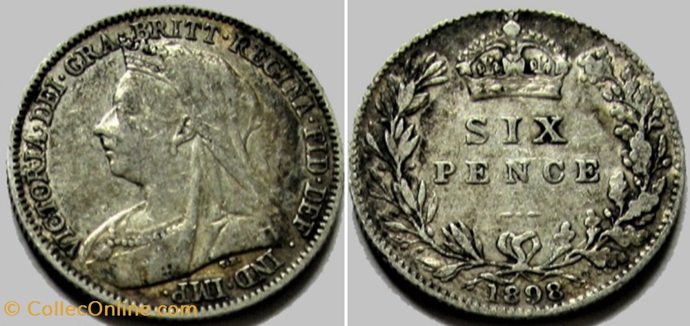 Victoria - Sixpence 1898 Kingdom of Great Britain monnaies monde royaume uni victoria sixpence 1898 kingdom of great britain