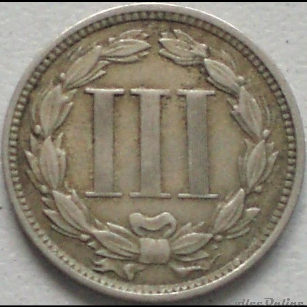 1869 - 3 Cents monnaie monde etat uni 1869 3 cents