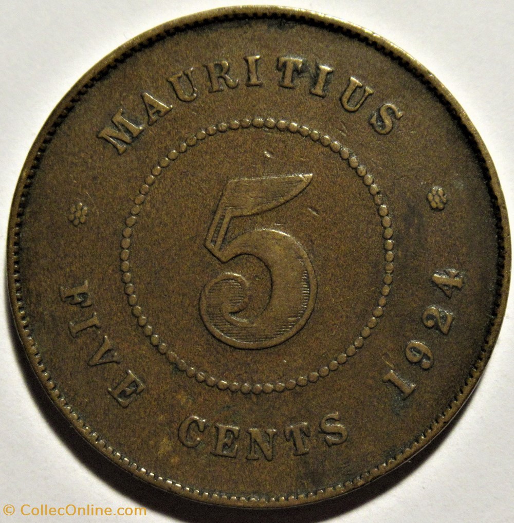 monnaies monde maurice george v 5 cents 1924 mauritius