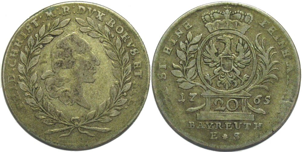 Friedrich Christian - 20 Kreuzer 1765 - Margraviate of Brandenburg-Bayreuth monnaies europe medievale saint empire romain germanique friedrich christian 20 kreuzer 1765 margraviate of brandenburg bayreuth