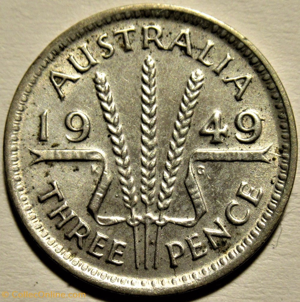 George VI - 3 Pence 1949 - Australia 3 monnaies monde australie george vi 3 pence 1949 australia