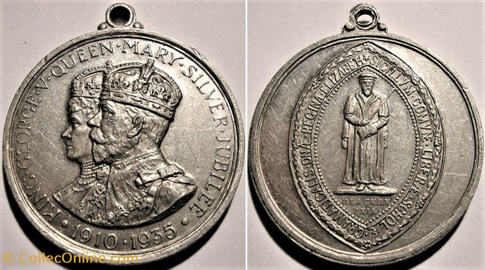 medaille royaume uni george v mary 1935 silver jubilee richmond school medal uk