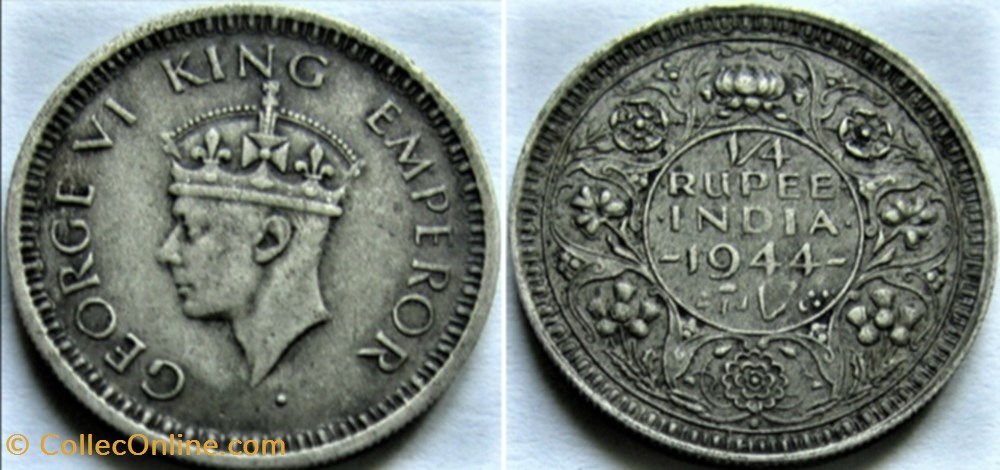 George VI - Half Rupee 1944 Bombay - British India (ex.2) monnaies monde inde george vi half rupee 1944 bombay british india ex 2