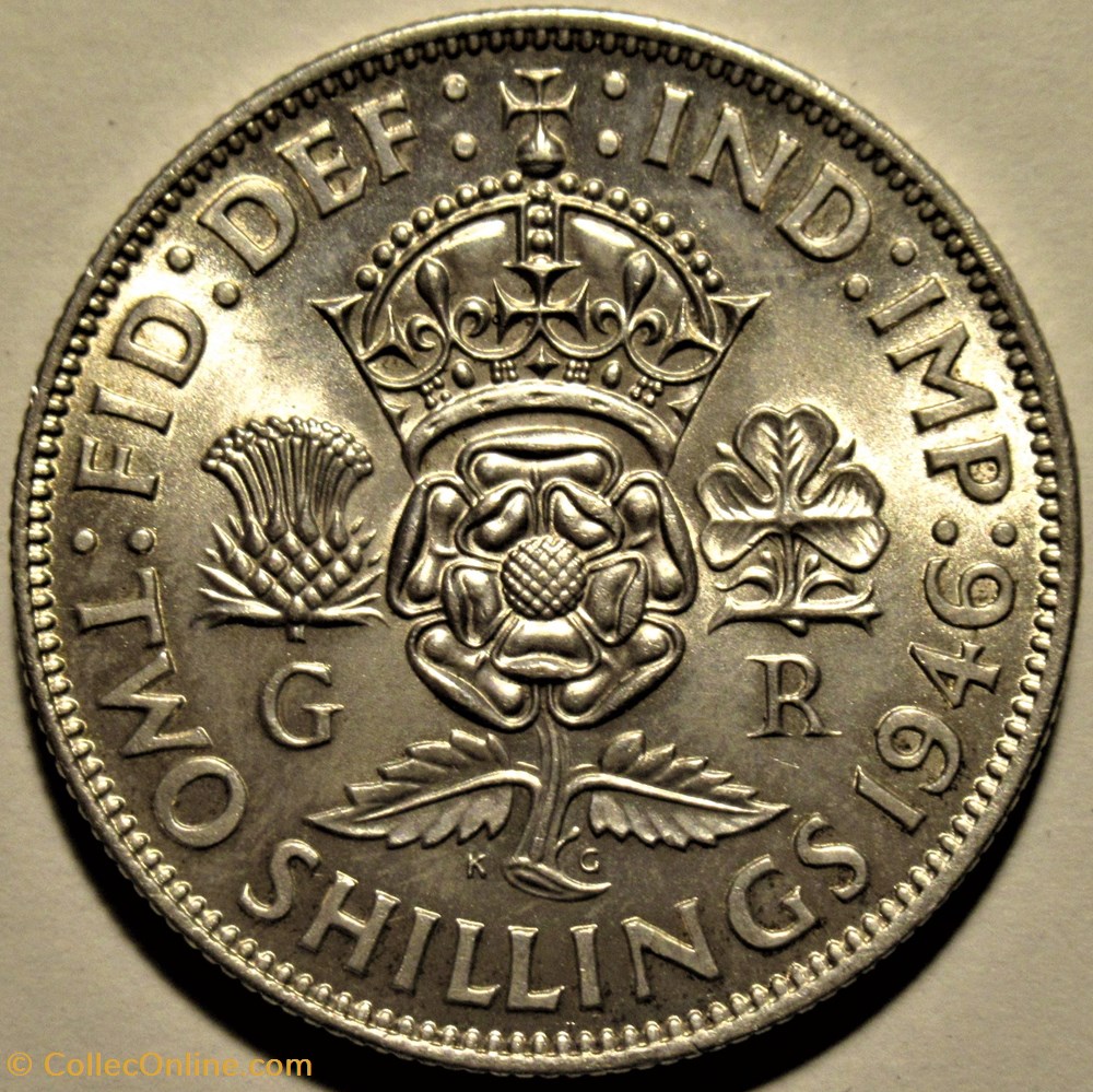 monnaies monde royaume uni george vi two shillings florin 1946 great britain