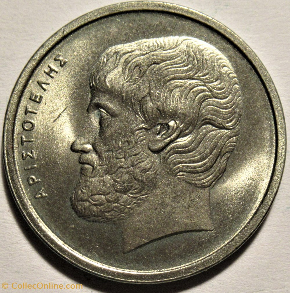 Third Hellenic Republic - 5 Drachmai 1978, Aristotle monnaies monde grece third hellenic republic 5 drachmai 1978 aristotle