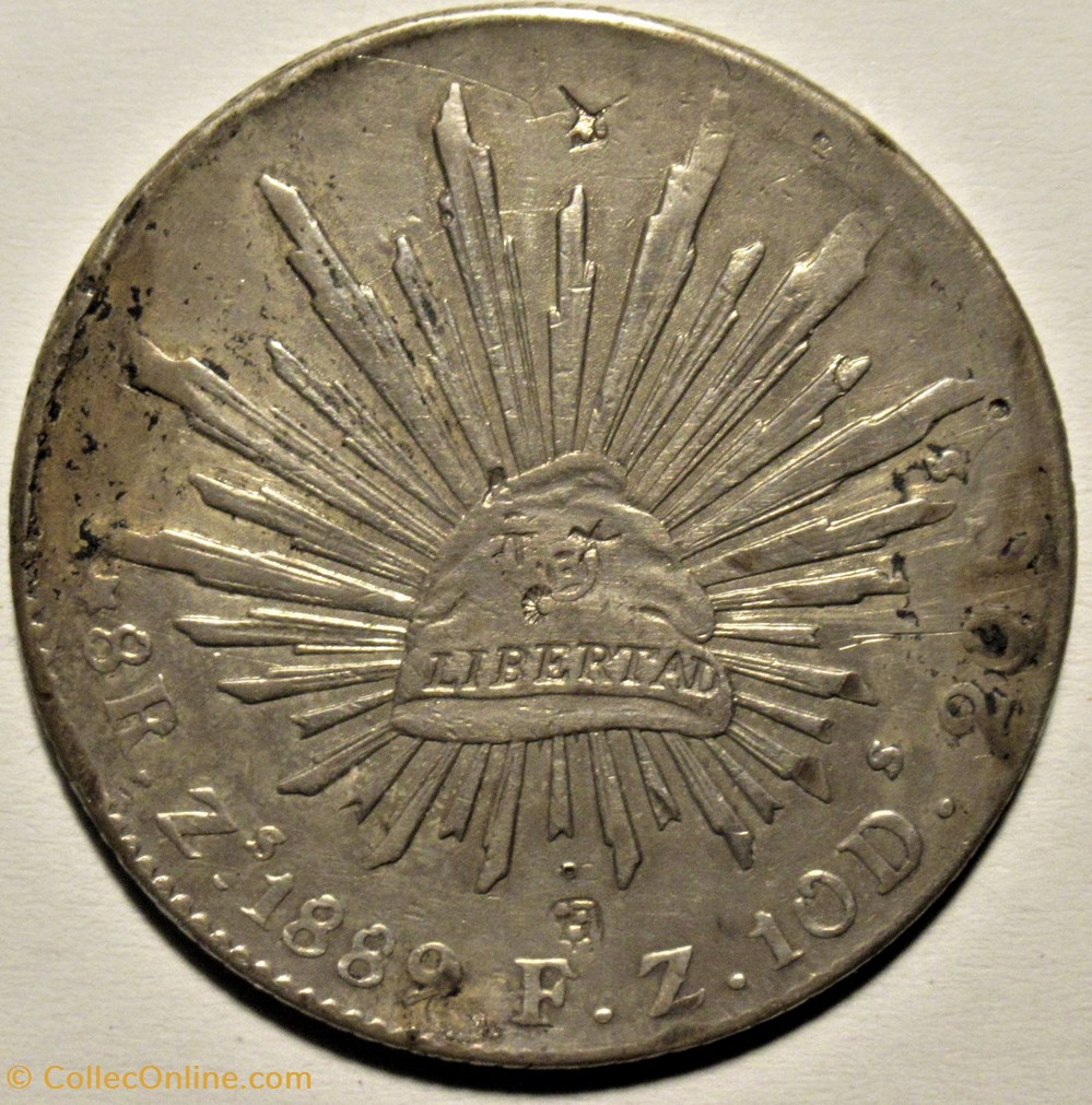 monnaies monde mexique mexico 8 reales 1889 zacatecas
