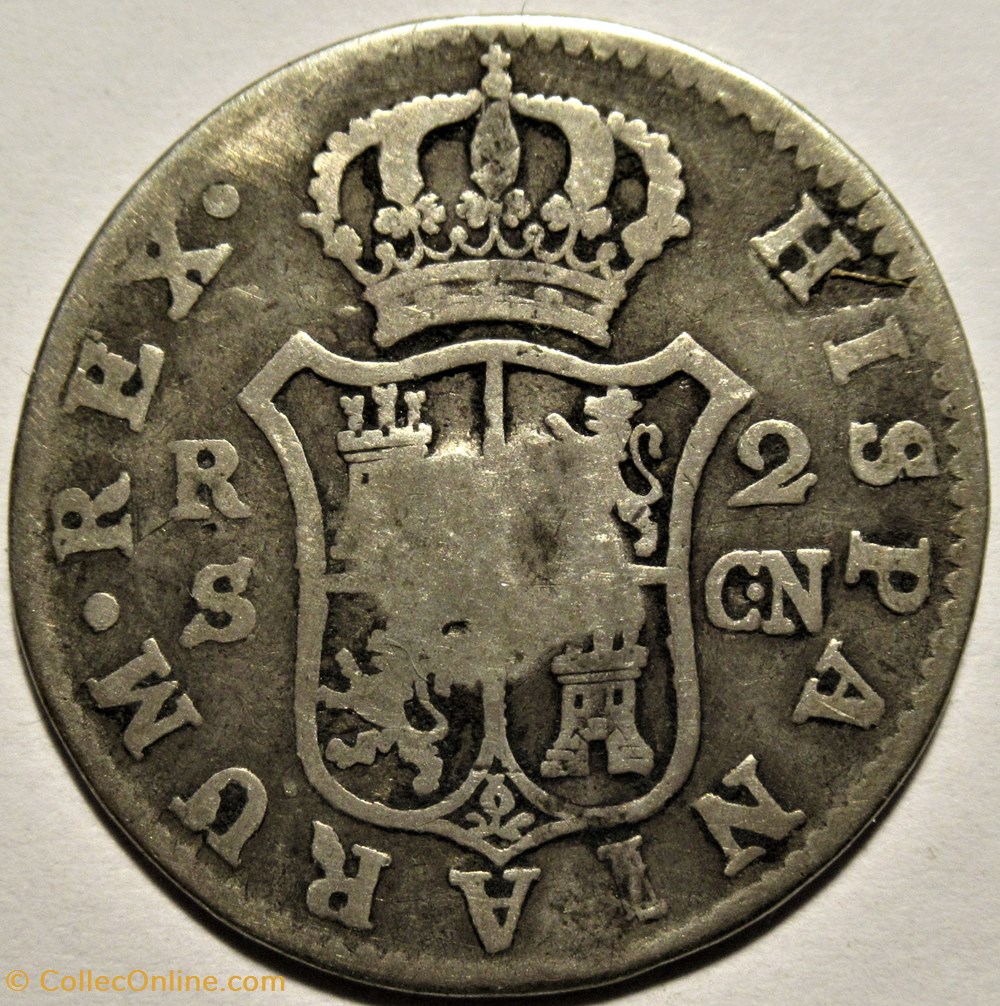 1808 - 2 Reales Sevilla - Carlos IV de España - Countermarked (Lattice, 1841) Cuba 4 monnaies monde espagne 1808 2 reales sevilla carlos iv de espana countermarked lattice 1841 cuba