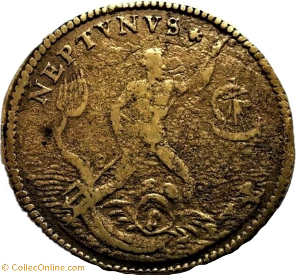Henri III ou IV - Neptune, Hercule et Pallas en goguette - Jeton de Nuremberg (XVIIe) 2 monnaies paranumismatique jetons poids henri iii ou iv neptune hercule et pallas en goguette jeton de nuremberg xviie
