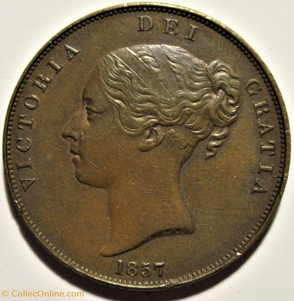 Victoria - One Penny 1857 - Kingdom of Great Britain (ex.2) monnaies monde royaume uni victoria one penny 1857 kingdom of great britain ex 2