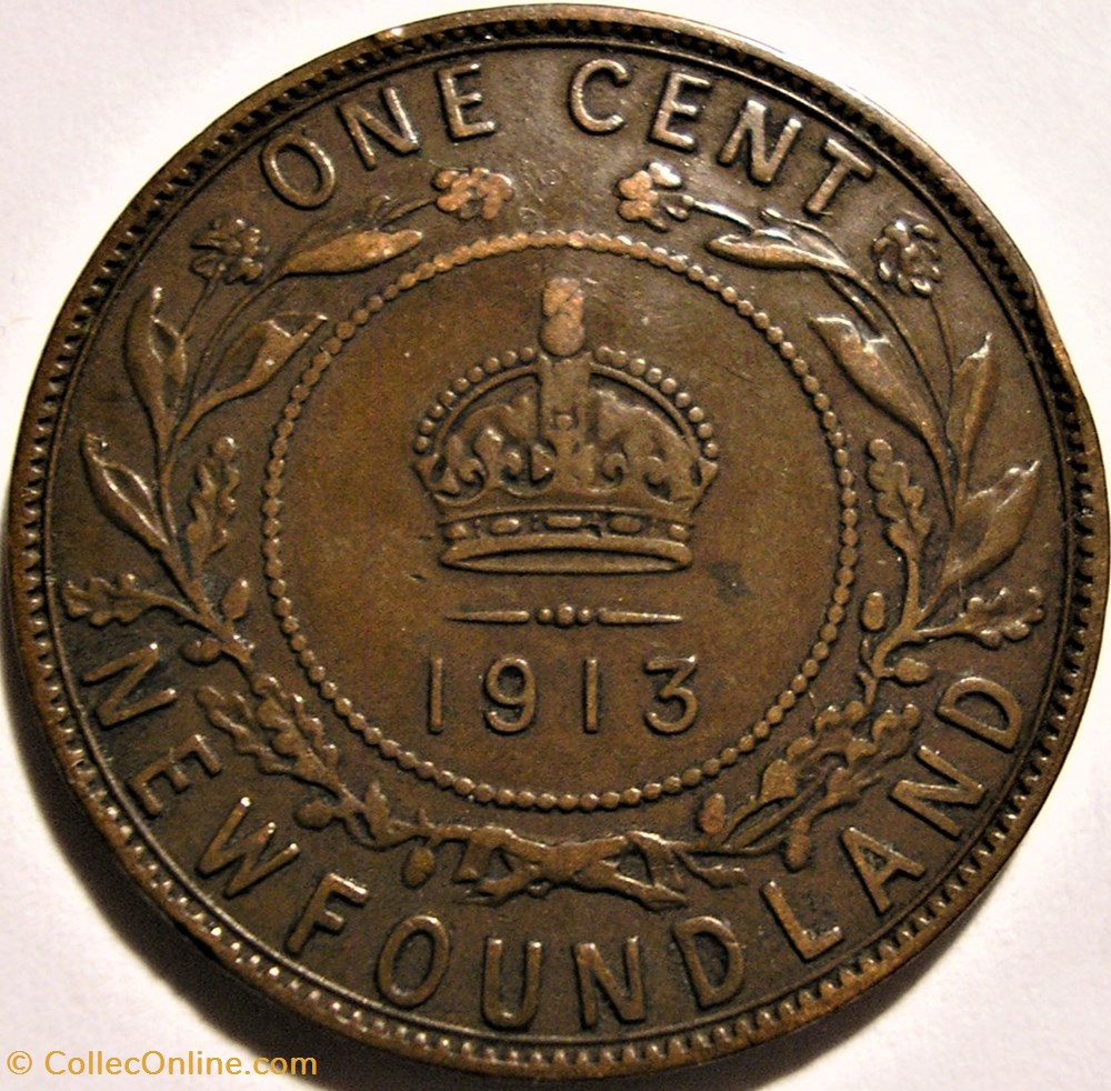 monnaie monde canadum george v one cent 1913 newfoundland