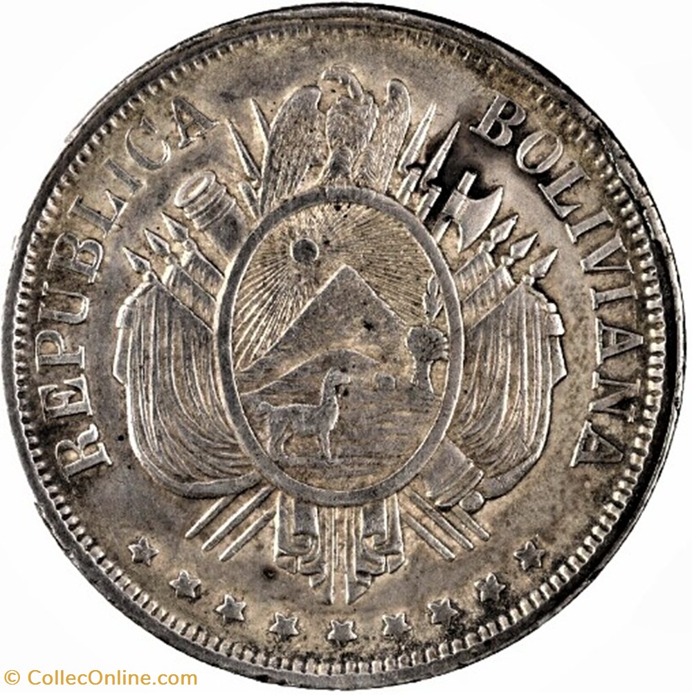 1873 Potosi - Un Boliviano monnaies monde bolivie 1873 potosi un boliviano