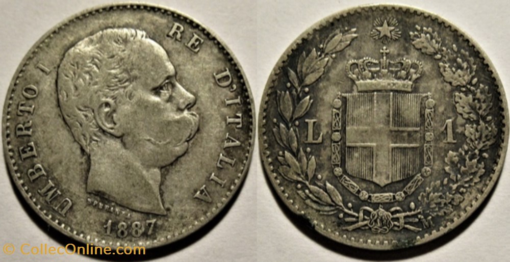 monnaies monde italie 1887 regno italia lira roma umberto i