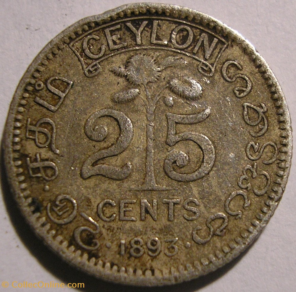 monnaie monde sri lanka victoria 25 cents 1893 ceylon