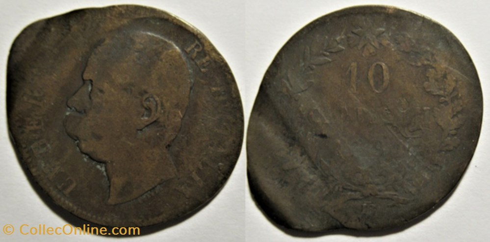 1893 Regno d'Italia, 10 Centesimi, Birmingham - Umberto I - Error monnaies monde italie 1893 regno italia 10 centesimi birmingham umberto i error