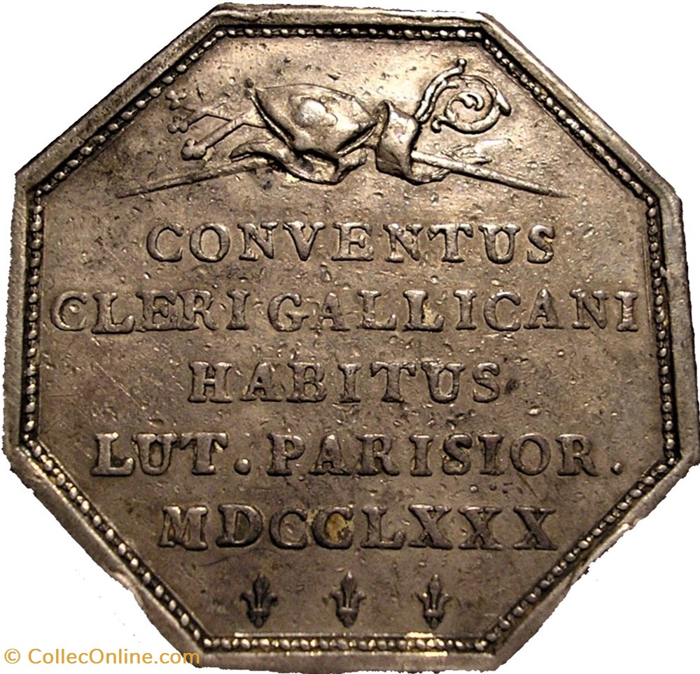 Louis XVI - Assemblée du Clergé de France - Jeton octogonal 1780 3 monnaies paranumismatique jetons poids louis xvi assemblee du clerge de france jeton octogonal 1780