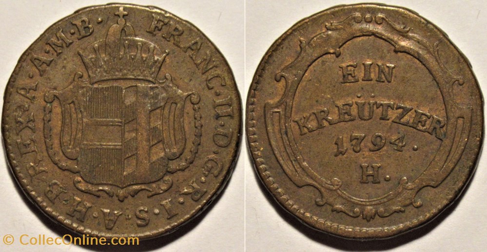 Franz II - 1 Kreuzer 1794 Gunzburg, Futher Austria monnaies monde autriche franz ii 1 kreuzer 1794 gunzburg futher austria