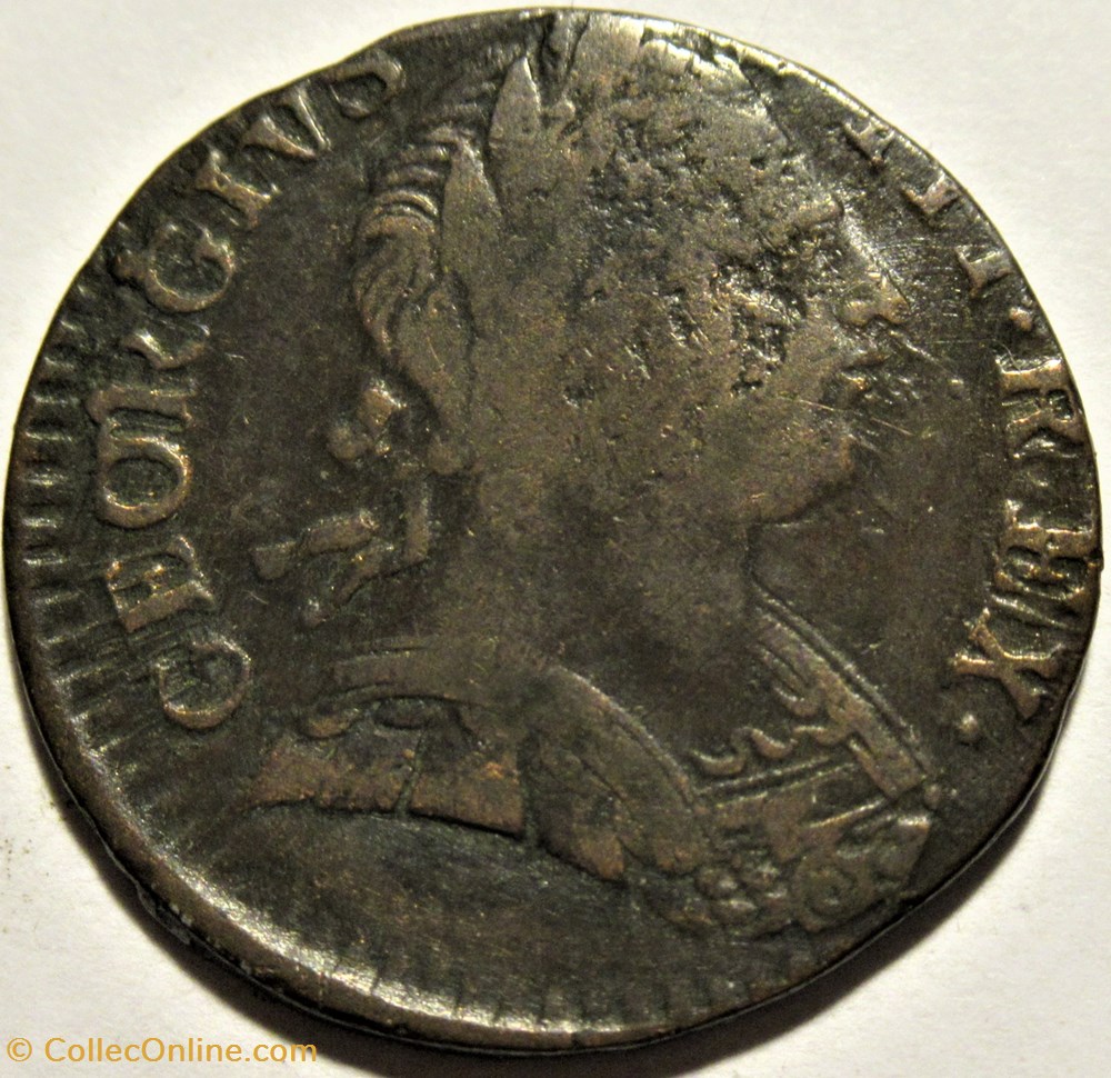 1775 Farthing - No Regal - George III of Great Britain (ex.3) monnaies monde etats unis 1775 farthing no regal george iii of great britain ex 3
