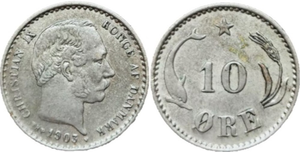 Christian IX Denmark - 10 Øre 1903 (2ex) monnaies monde danemark christian ix denmark 10 re 1903 2ex