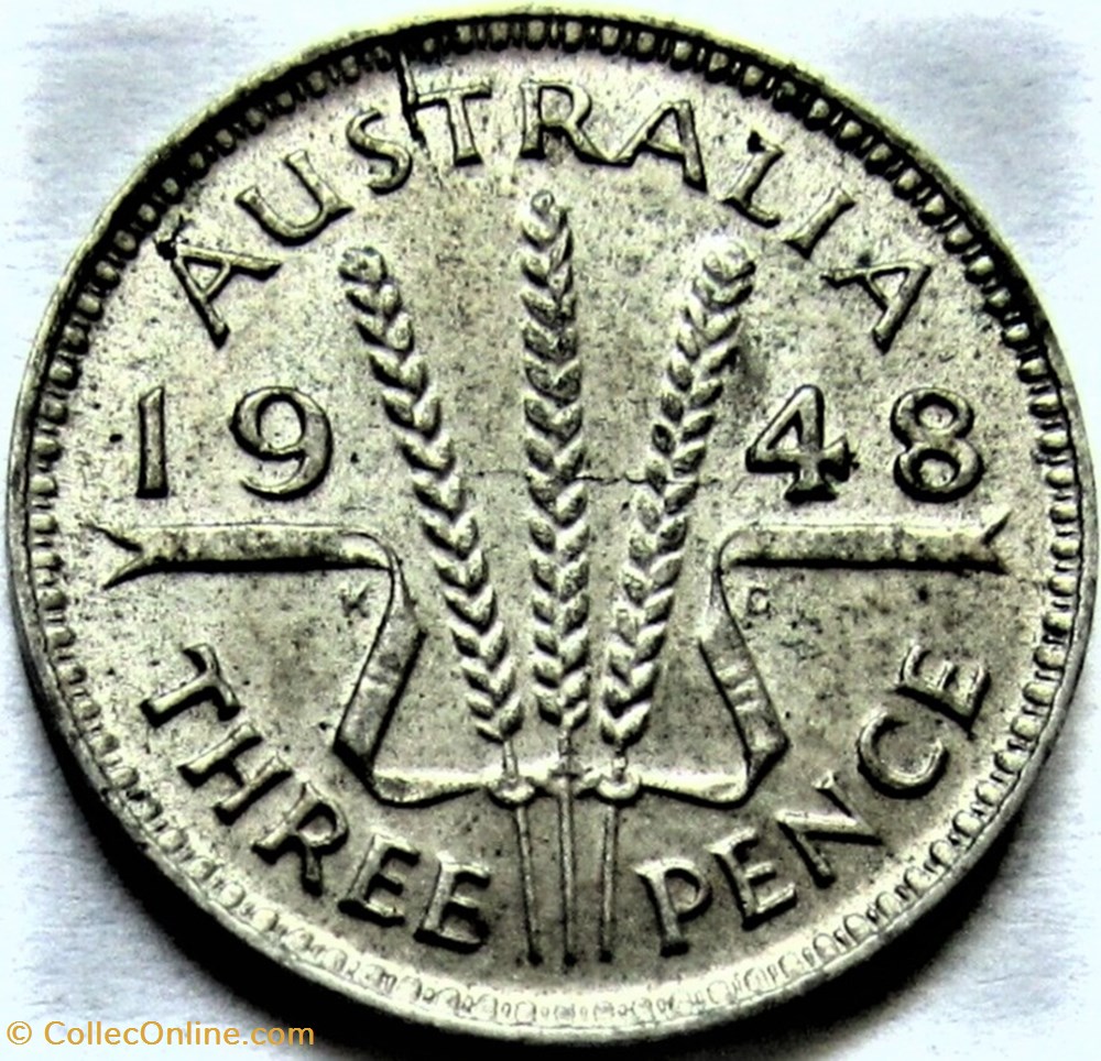 George VI - 3 Pence 1948 - Australia 3 monnaies monde australie george vi 3 pence 1948 australia