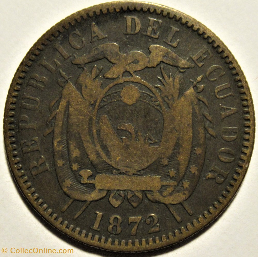 Ecuador - Un Centavo 1872, Heaton Mint 2 monnaies monde equateur ecuador un centavo 1872 heaton mint