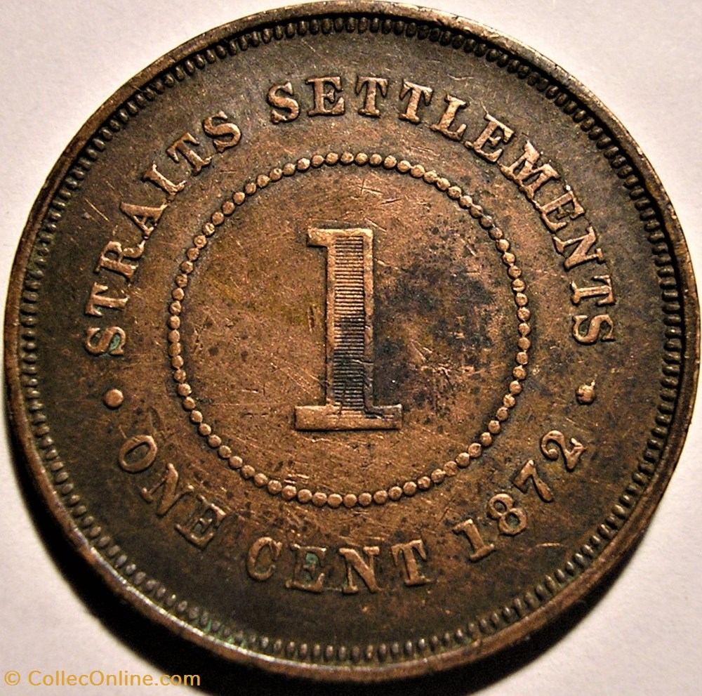 Victoria - One Cent 1872 Heaton - Straits Settlements, Malaysia monnaie monde malaisie victoria one cent 1872 heaton straits settlements malaysia
