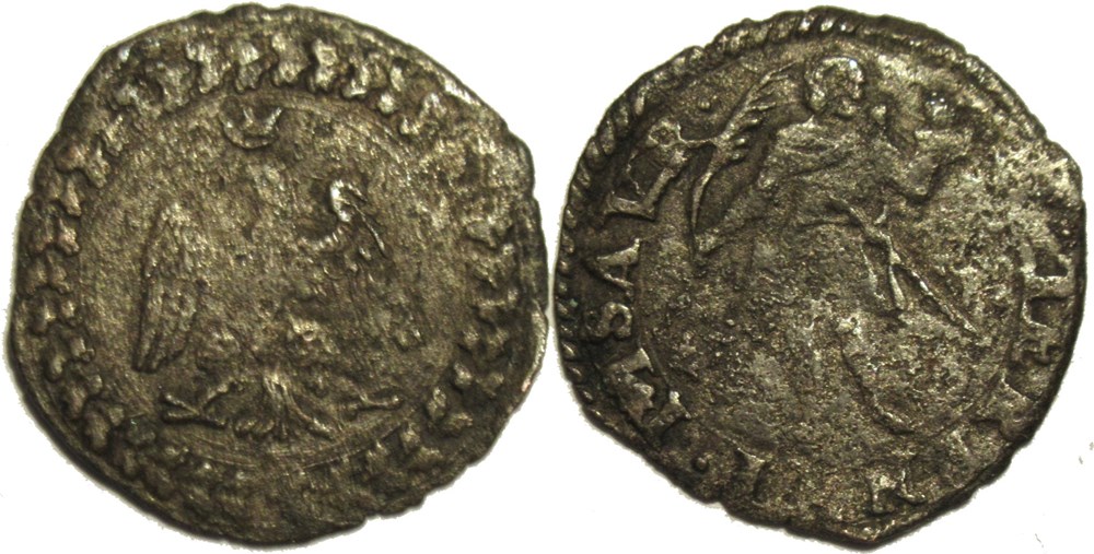 c.1538, Quattrino - Guidobaldo II della Rovere - Città di Pesaro monnaies europe medievale c 1538 quattrino guidobaldo ii della rovere citta di pesaro