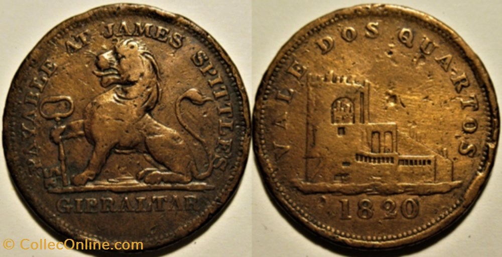 monnaies monde george iii dos quartos 1820 james spittle gibraltar ex 2