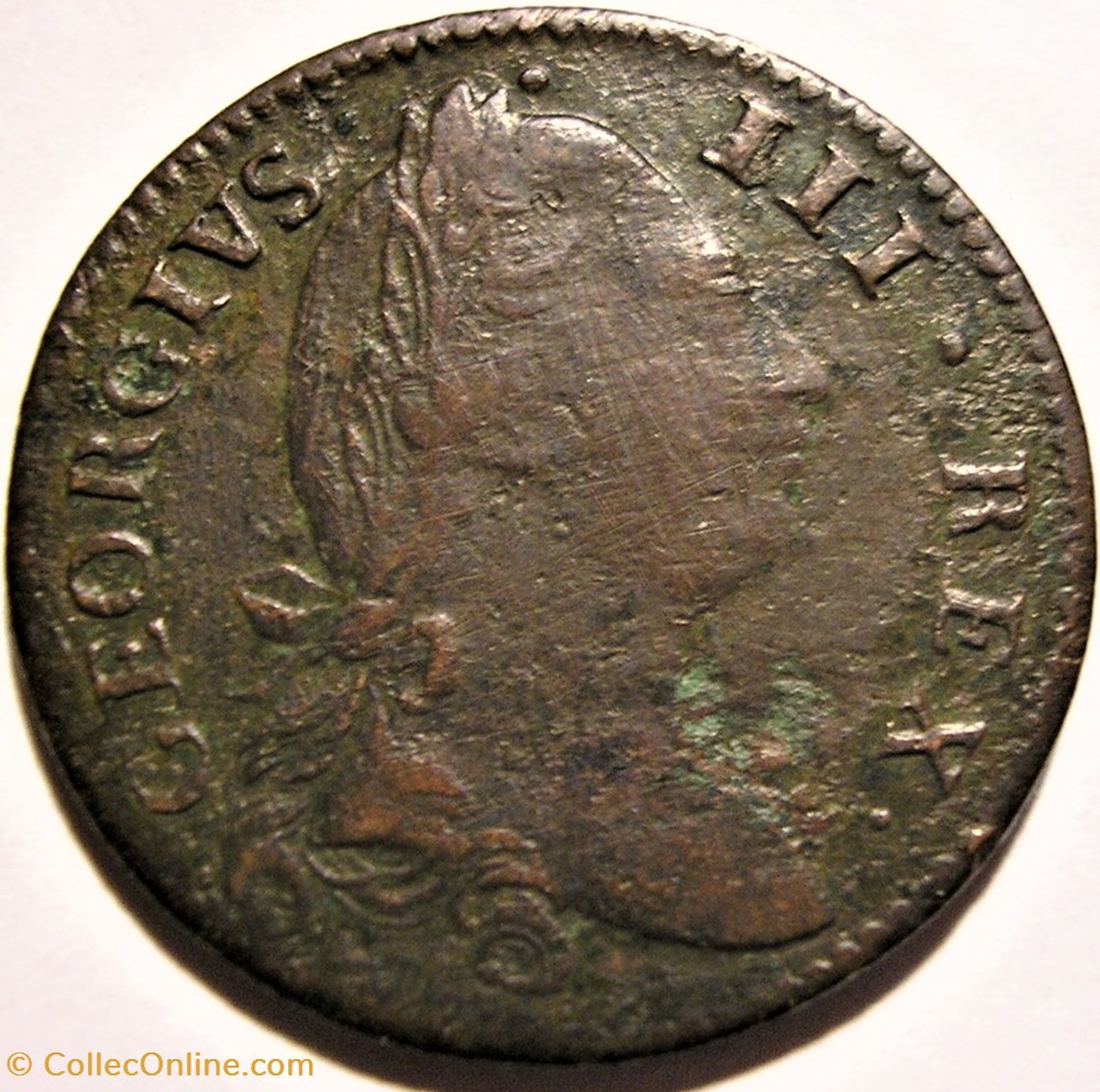 1782 Half Penny, Hibernia - George III of Great Britain (ex.2) monnaie monde irlande 1782 half penny hibernia george iii of great britain ex 2